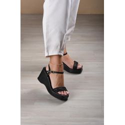 Anabela Tresse salto 9 cm - 715- Preto - 