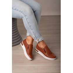 Tênis Duplo Zíper Super Confortável_752- Caramelo ... - 
