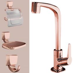 Kit Lavabo Com Torneira Lorenzetti Flatt Rose Abs - Casa Anzai