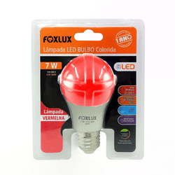 LAMPADA LED BULBO COLORIDA 7W VERMELHA FOXLUX - Casa Anzai