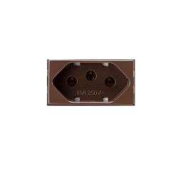 Modulo Tomada MarGirius 2P+T Sleek Marrom 10A - Casa Anzai