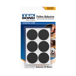 FELTRO REDONDO PRETO 30MM COM 12 UNIDADES TEK BOND - Casa do Viana