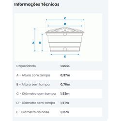 Caixa d’Água de Polietileno 1.000L - Fortlev - Casa Fácil Materiais Para Construção