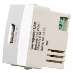 Sleek Branco Módulo Tomada Carregador USB Bivolt 1... - Casa Fácil Materiais Para Construção