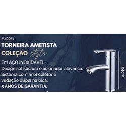 TORNEIRA BANCADA AMETISTA CROMADA KZ0024 - KAZA - Casa Fácil Materiais Para Construção