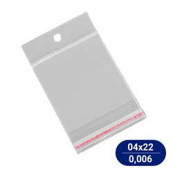 Saco Plástico PP Adesivado Com Furo 04x22cm (100 U... - Casem Embalagens