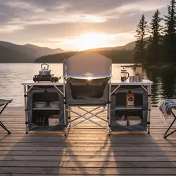 Mesa e Armário Cozinha Dobrável Camping Dandaro - ... - CASTRO SHOP