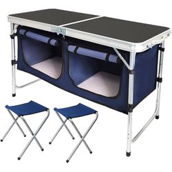 Mesa Armario com Banquetas Acampamento Dobravel -... - CASTRO SHOP