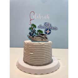 Topo de Bolo Aniversário Lancha - CELEBRAH ARTIGOS PARA FESTAS