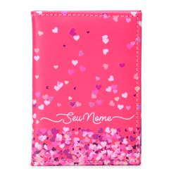 PORTA DOCUMENTOS COURO NOME AMOR ROSA PINK - Cellway