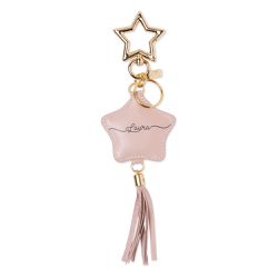 CHAVEIRO COURO NOME ESTRELA ROSA BEBE - Cellway