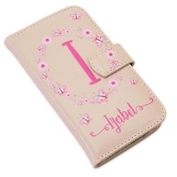 CAPA CARTEIRA COURO NOME BORBOLETAS ROSA BEBE - Cellway