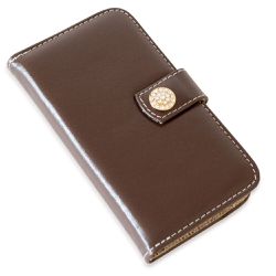 CAPA CARTEIRA COURO STRASS MARROM - Cellway