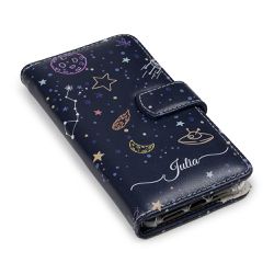 CAPA CARTEIRA COURO NOME GALAXY AZUL - Cellway