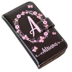 CAPA CARTEIRA COURO NOME BORBOLETAS PRETO - Cellway