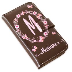 CAPA CARTEIRA COURO NOME BORBOLETAS MARROM - Cellway
