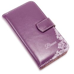 CAPA CARTEIRA COURO NOME RENDA ROXO - Cellway