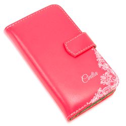 CAPA CARTEIRA COURO NOME RENDA PINK - Cellway