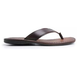 Chinelo Dedo Jersey em Couro Marrom - 11200A Marro... - Centuria Calçados