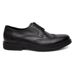 Sapato Casual Brogue em Couro Preto - 3095 Preto - Centuria Calçados