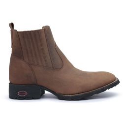 Bota Laredo Bico Redondo em Couro - 8100 Amêndoa - Centuria Calçados