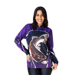 CAMISA DE PESCA FEMININA C.F BRASIL ROXA TRAIRA - ... - CFBRASIL