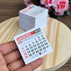 Mini Calendário 2026 5X5cm - pacote com 50un - 002... - CHAMMA FESTA
