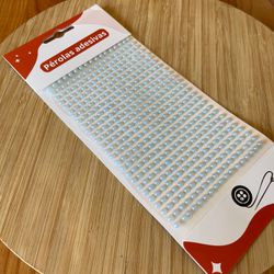 Cartela Adesiva Meia Pérola 4mm Azul BB 442UN - 5... - CHAMMA FESTA