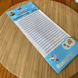 Cartela Adesiva Meia Pérola 4mm Azul BB Irisado 29... - CHAMMA FESTA