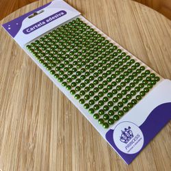 Cartela Adesiva Meia Pérola 6MM Verde Bandeira 260... - CHAMMA FESTA