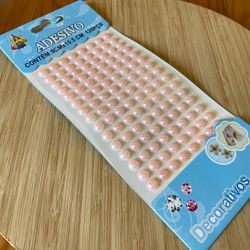 Cartela Adesiva Meia Pérola 8MM Rosa 120un - 5002... - CHAMMA FESTA