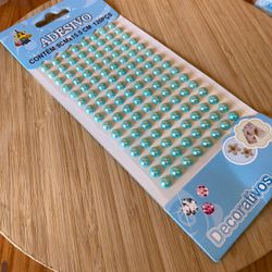 Cartela Adesiva Meia Pérola 8MM Azul bb 120un - 5... - CHAMMA FESTA