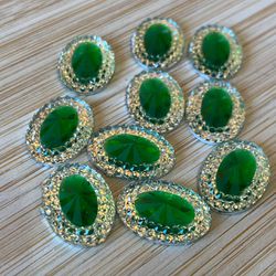 Chaton Oval Borda Transparente 13x18 Verde 10 unid... - CHAMMA FESTA