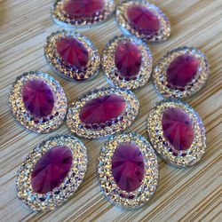 Chaton Oval Borda Transparente 13x18 Roxo 10 unida... - CHAMMA FESTA