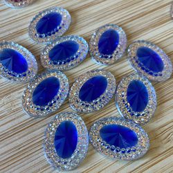 Chaton Oval Borda Transparente 13x18 Azul Royal 10... - CHAMMA FESTA