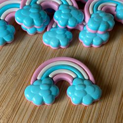 Aplique Arco Íris Nuvem Azul 30 mm - 10 Unidades -... - CHAMMA FESTA