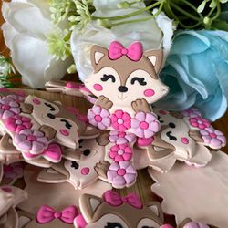 Aplique Emborrachado Raposa com Flor Bosque 4cm - ... - CHAMMA FESTA