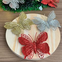 Borboletas 3D Glitter 10cm pacote 3 unidades | Dec... - CHAMMA FESTA