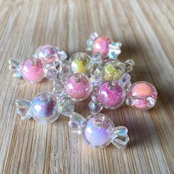 Entremeio Balinha Irisada Transparente 2cm - 10 Un... - CHAMMA FESTA