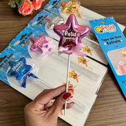 Topos de Bolo Estrela Metalizados 21cm - 21136 - CHAMMA FESTA