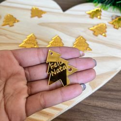 Pingente Espelhado Árvore Natal 3,5cm Dourado - 10... - CHAMMA FESTA