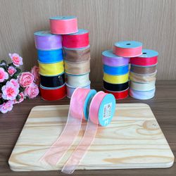 Fita de Organza Voal Lisa Brilho 2,5cm (Fina) - 10... - CHAMMA FESTA