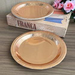 Prato de Papel Metalizado Rosê – 18cm (250g) – 10 ... - CHAMMA FESTA