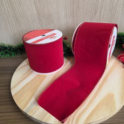 Fita Decorativa de Veludo Vermelha 10cm x 9,14m - ... - CHAMMA FESTA