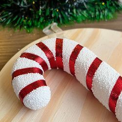 ENFEITE DE NATAL BENGALA 7X17CM UN BRANCO/VERMELHO... - CHAMMA FESTA