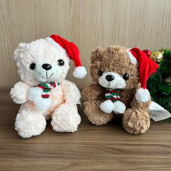 URSO PELUCIA NATALINO COM GORRO 22CM UNIDADE - 021... - CHAMMA FESTA