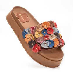 Sandálias Papete Femininas Flores - Marrom - MLB55... - CHARELLI