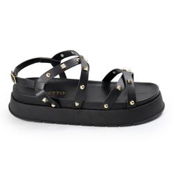 Papete Feminina Sola Alta Tiras Trançadas Preto - ... - CHARELLI