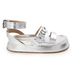 Sandália Papete Feminina Sofia Sola Alta Prata - A... - CHARELLI