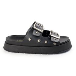 Papete Feminina Fivelas Camila Sola Alta Preto - A... - CHARELLI